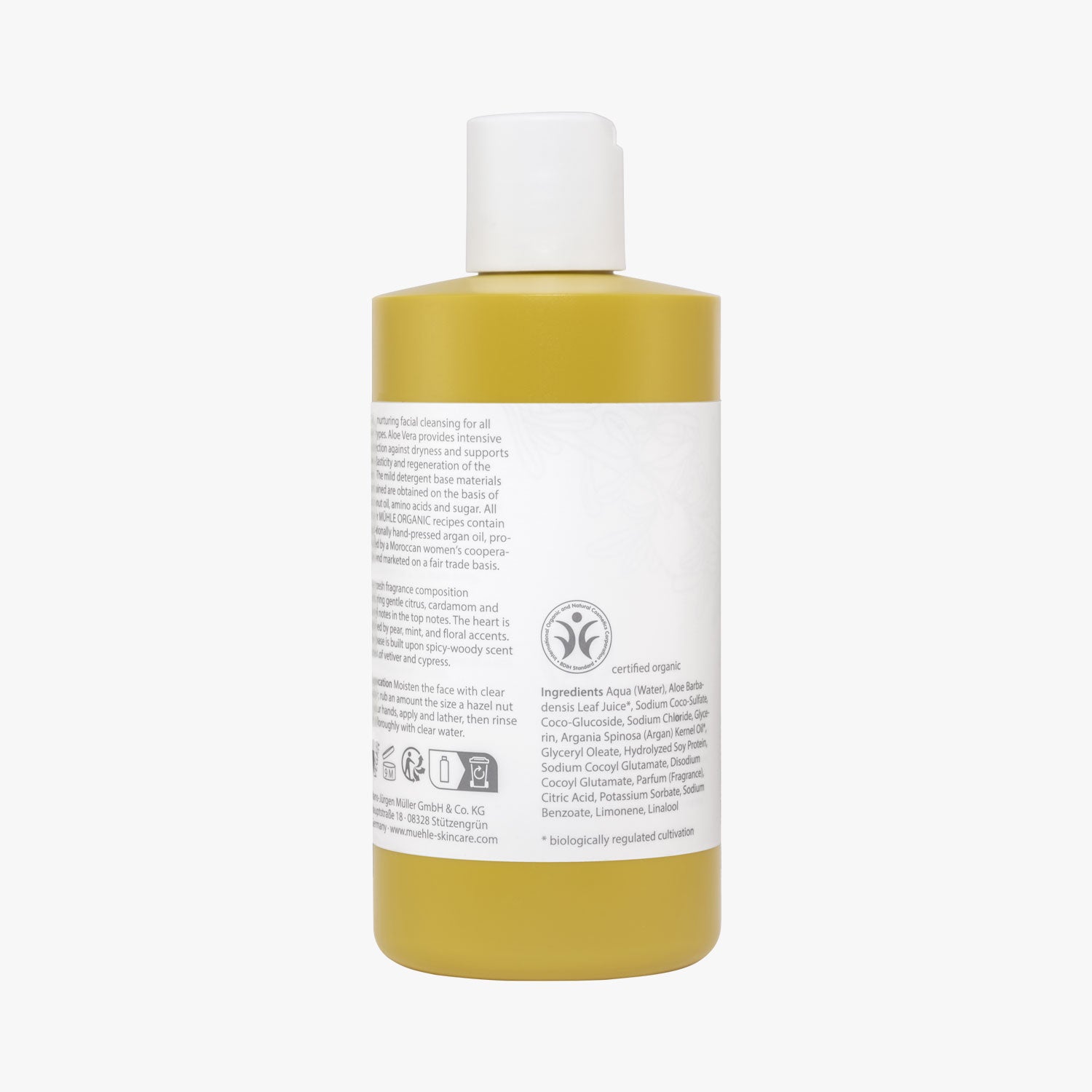 MÜHLE Gesichtswaschgel Organic, Flasche 300ml Rückseite