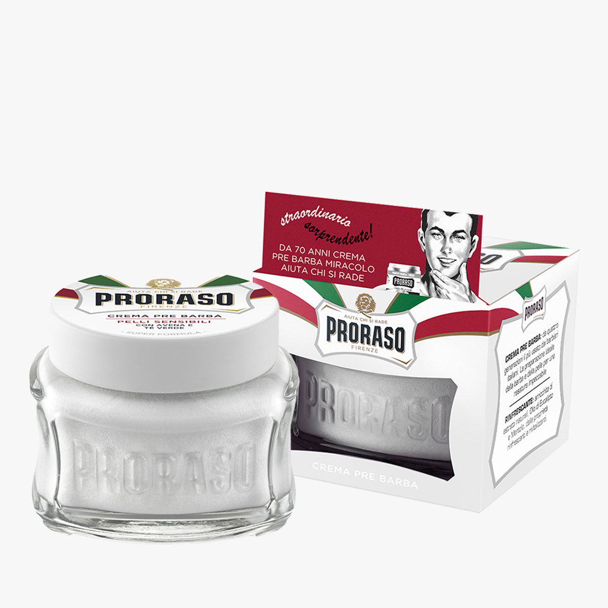 PRORASO Pre-Shave Creme White Sensitive Glastiegel 100ml